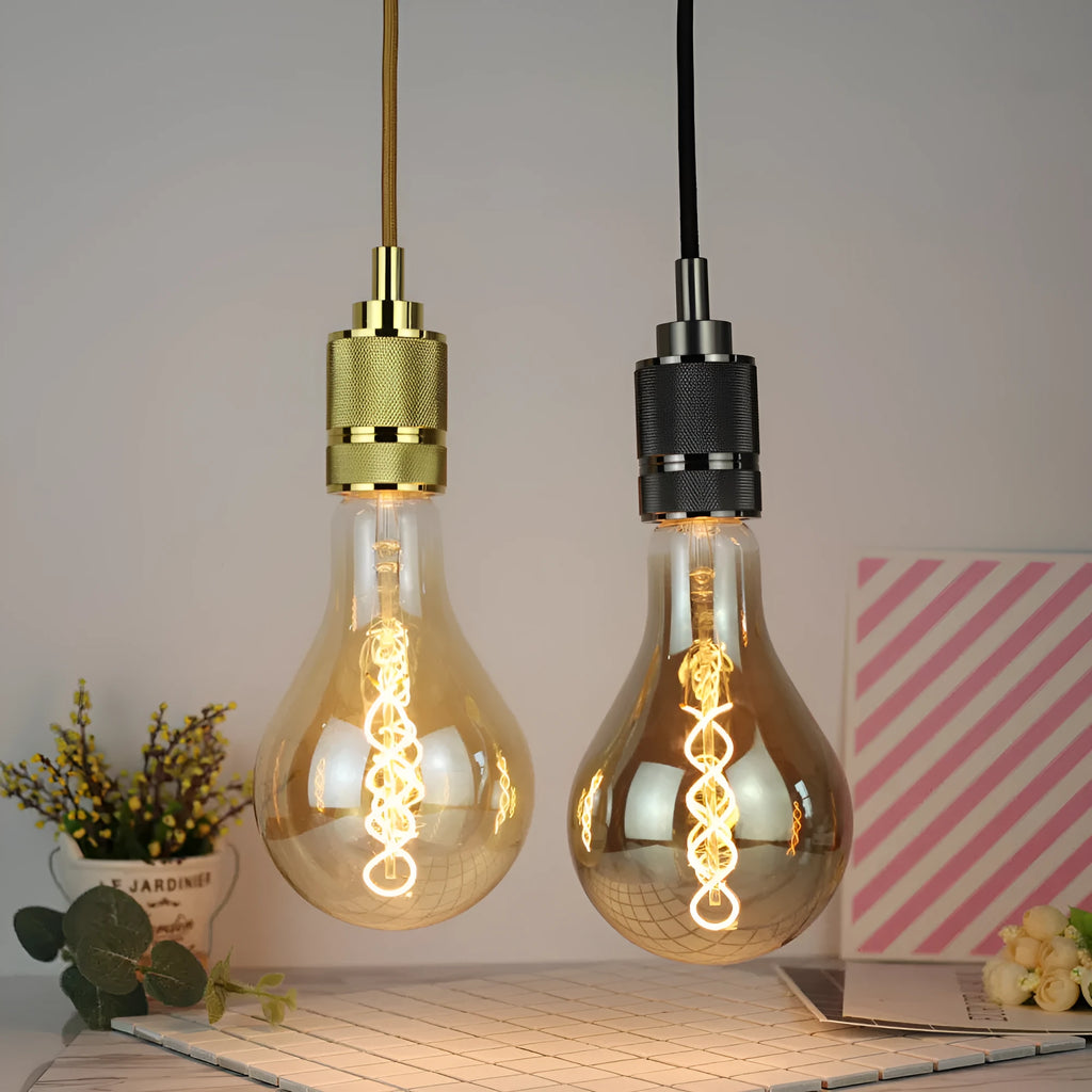 A110 double spiral LED soft light strip with gold bulb showing 110 x 200 mm dimensions