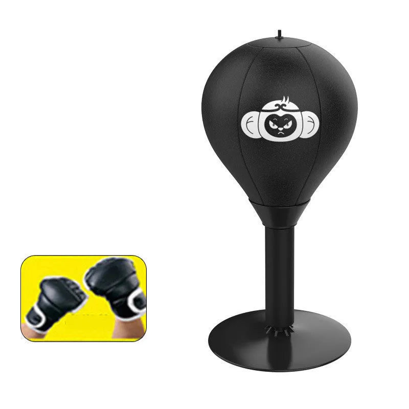 Tabletop boxing speed ball with suction cup base and inflatable PU leather sphere for reflex training