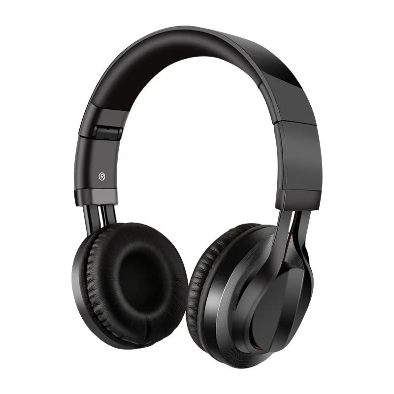 Black wired over-ear headphones with a microphone and 3.5mm plug for mobile phone karaoke and bass audio.