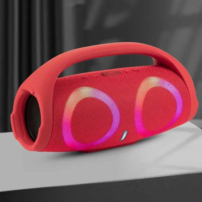 War Drum three-generation Bluetooth speaker with RGB coloured lights in black, designed for outdoor portable use