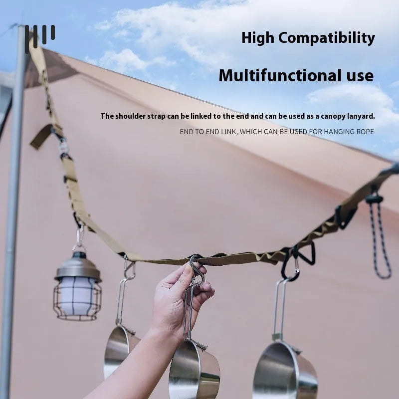 Outdoor hanging rope clothesline storage belt showing 130cm length and black colour option