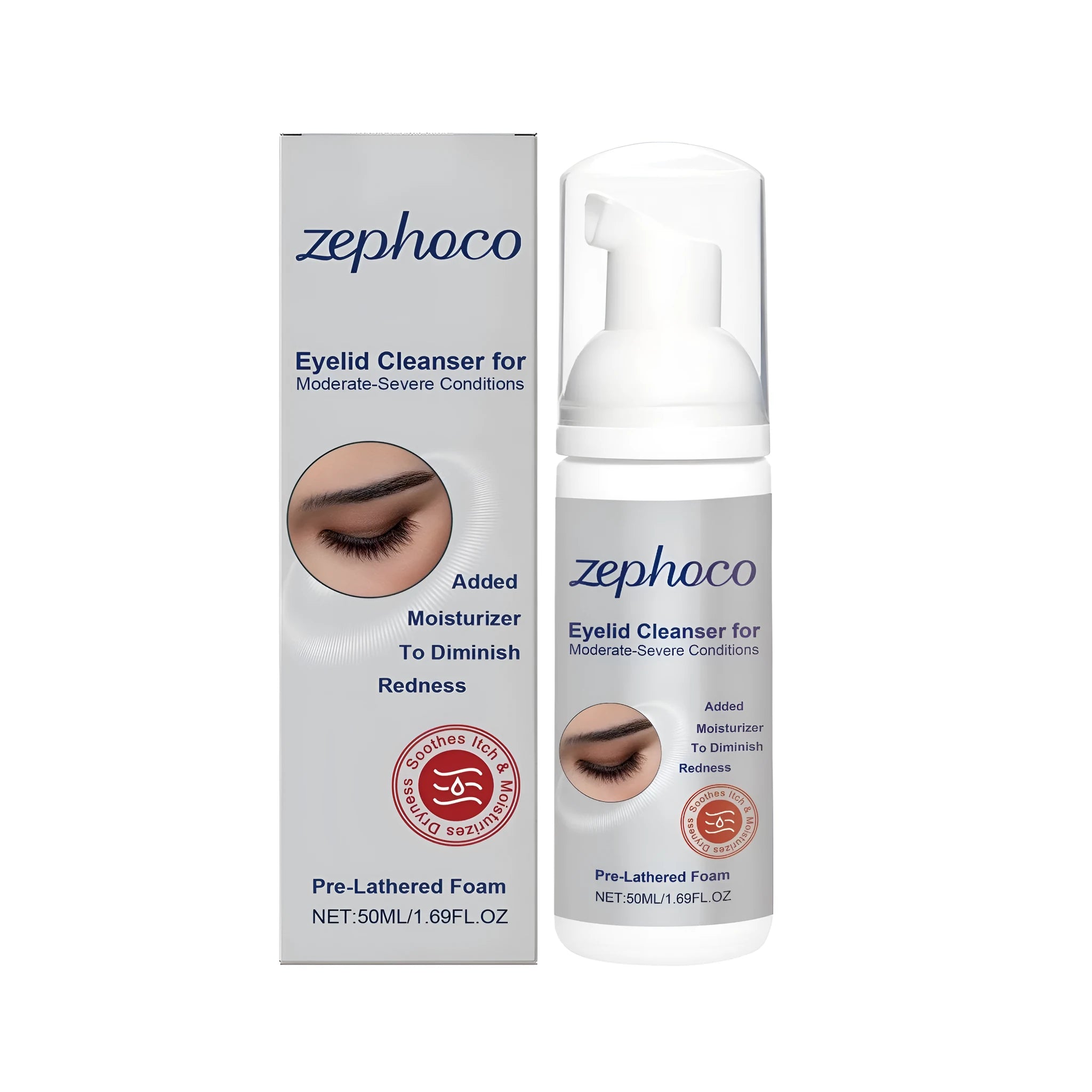 Eyelid cleanser 50ml bottle with tea tree oil and hyaluronic acid for moderate-severe eyelid conditions