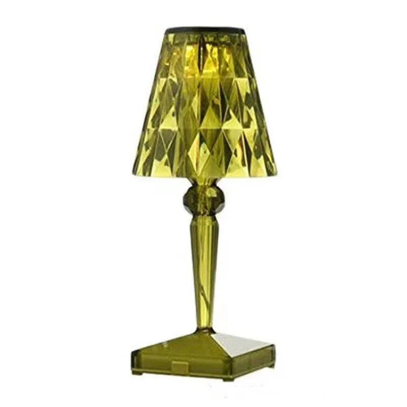 Rose gold plated portable touch projection night light with acrylic base and dimmable lighting