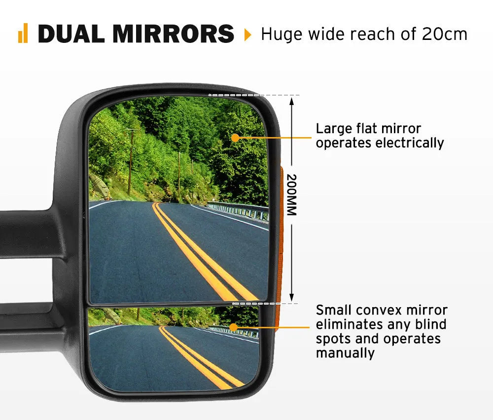 Black electric exterior rear vision mirror with indicator light for D23 Nissan NP300
