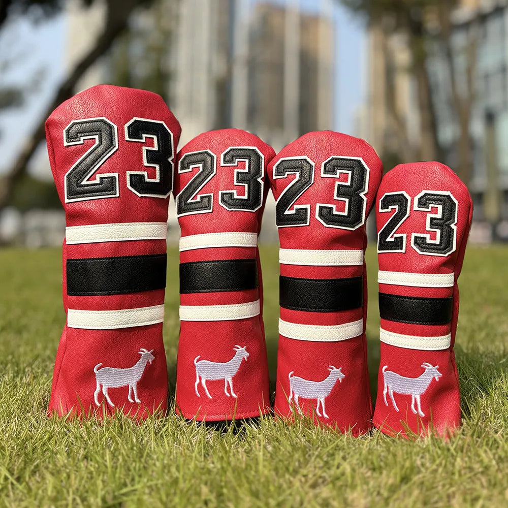 A single PU golf club sleeve in a choice of black, white, red, or yellow colours, designed to protect an iron or putter head.