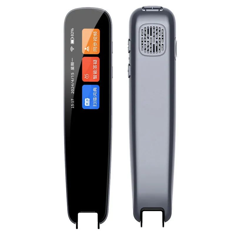 Dark gray universal offline scan translation pen for English language study showing dimensions