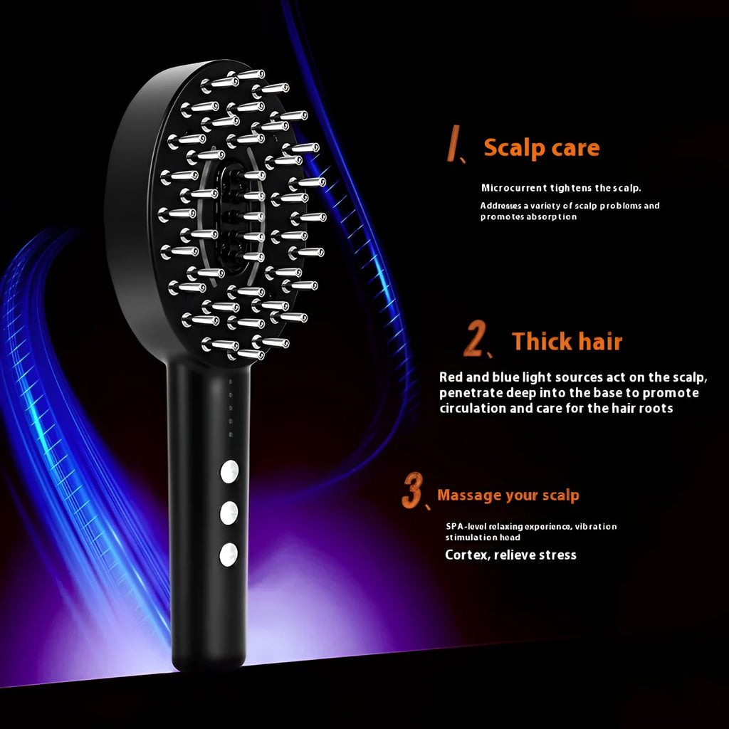 KD3802 black wireless handheld scalp massager and medicine supplying device with charging cable.