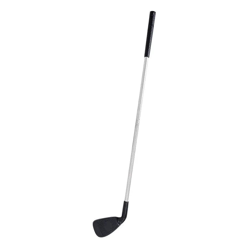 Metal golf club set showing adult and child colour variants for outdoor sports practice