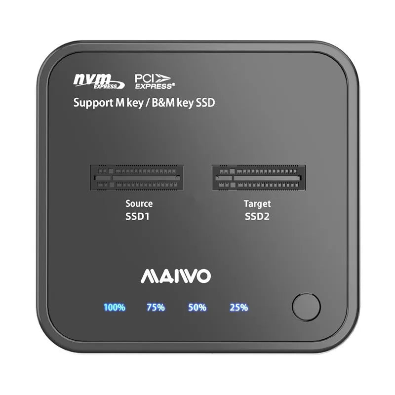 MAIWO K3016 M.2 solid state drive dock with data cables and power adapter for SATA and NVMe SSD copying
