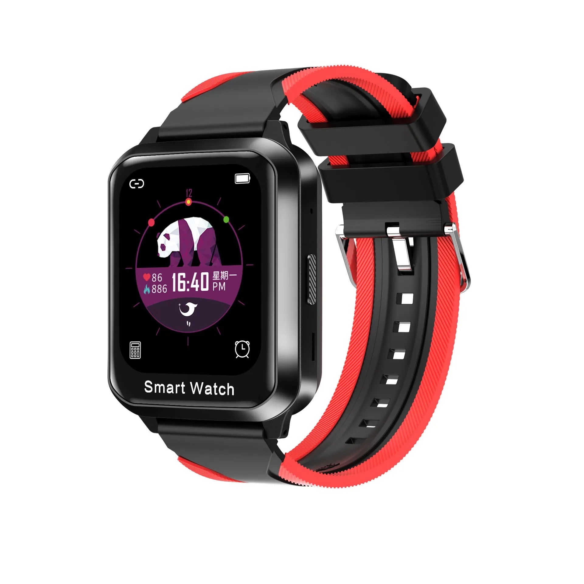 Smart bracelet with split screen display showing call interface on black silicone wristband