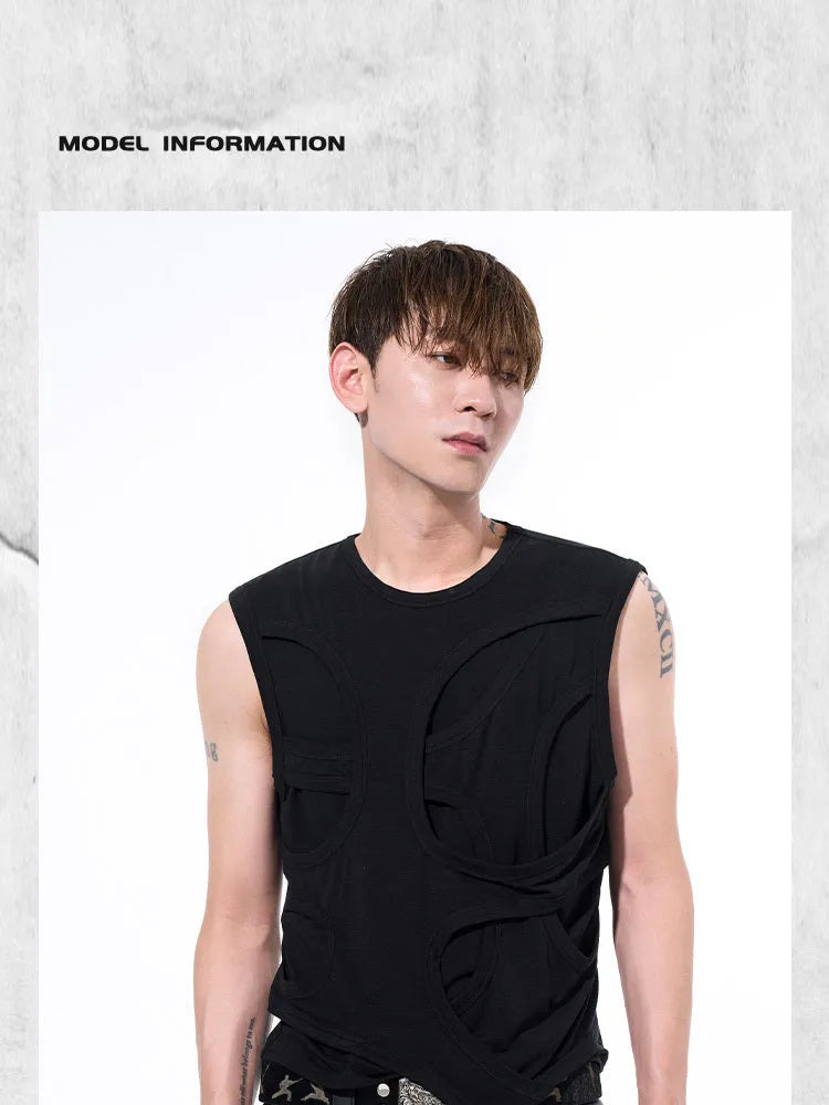 Men's solid colour lyocell vest tank top in black or grey on hanger