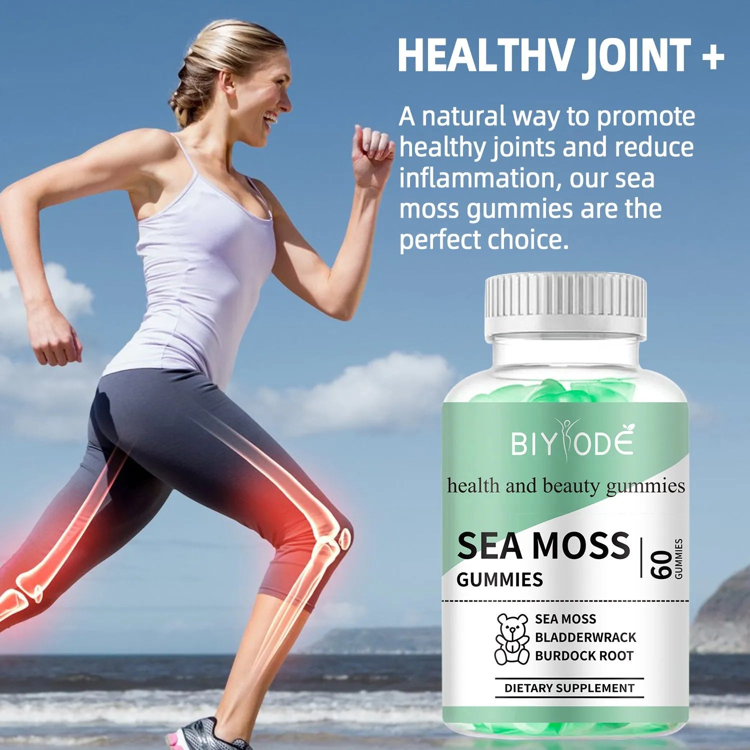 Halal sugar free sea moss gummy supplement 60 gummies organic Irish sea moss extract digest support