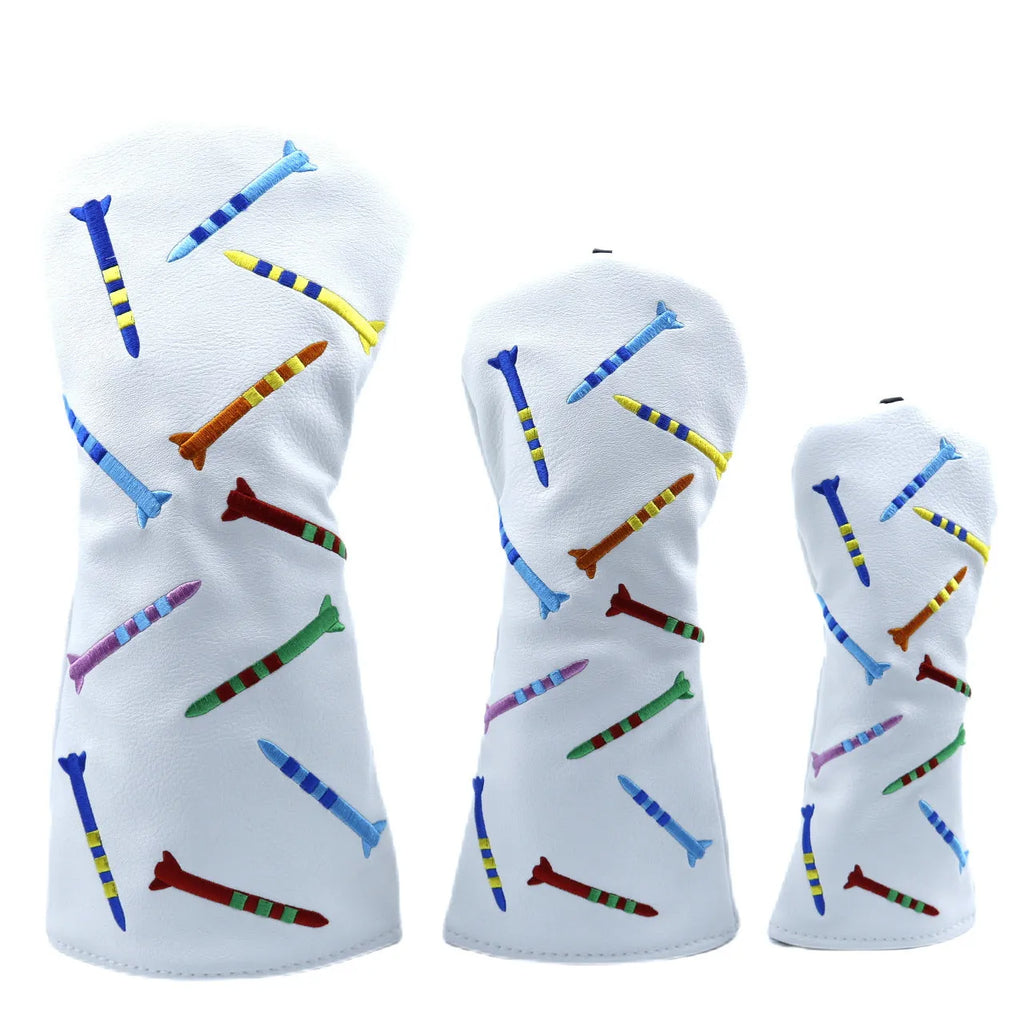 Golf club wooden pole sets in black and white colours with large, medium, and small size options
