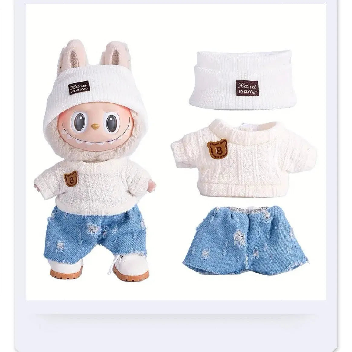 Doll casual dress suit in cloth material, purple sweater colour, with net pocket packaging, for teenager dolls aged 7-14 years