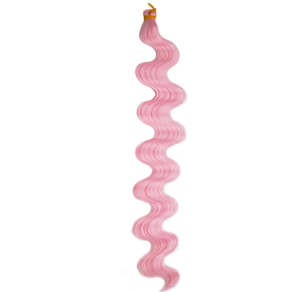 Long wine red synthetic wig with big waves, shown as a 24-inch crochet hair extension.