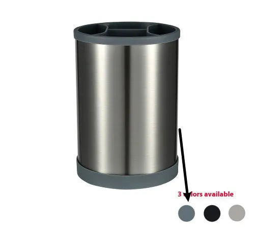 12-piece silicone kitchen utensil set with rotating storage bucket in black, dark gray or khaki