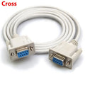 Female to female RS232 serial port cable with DB9 connectors in milky white colour, 1.5 metres long