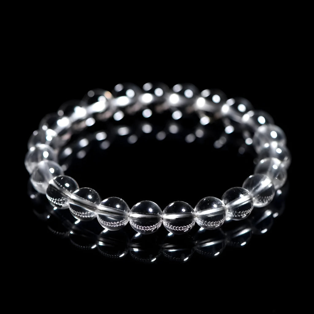 Natural Donghai old mine white crystal round bead bracelet in single circle style with 6mm to 14mm options