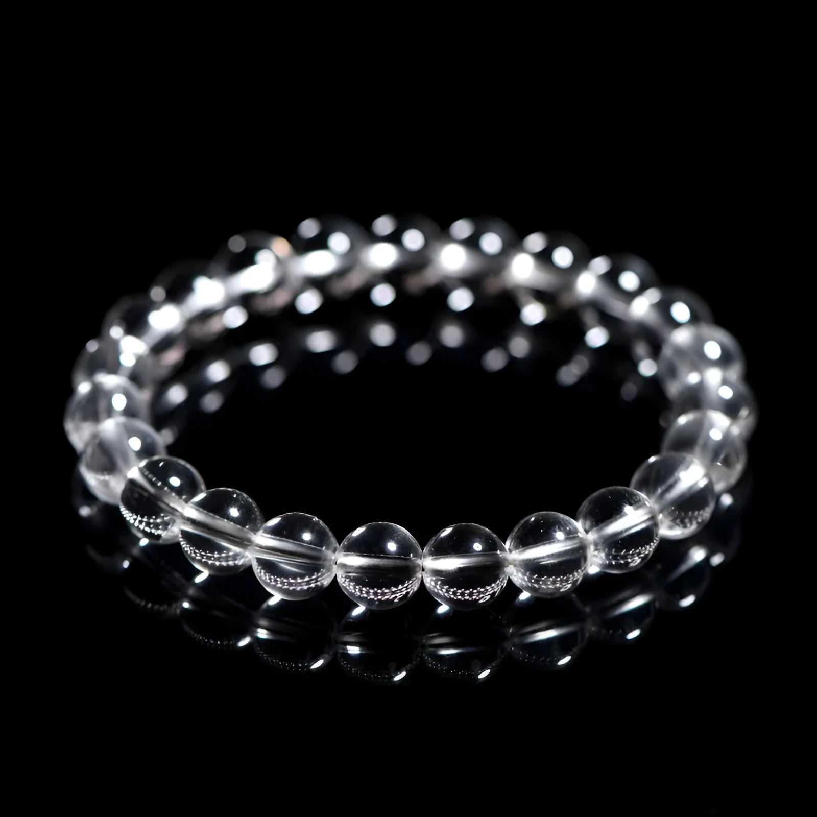 Natural Donghai old mine white crystal round bead bracelet in single circle style with 6mm to 14mm options