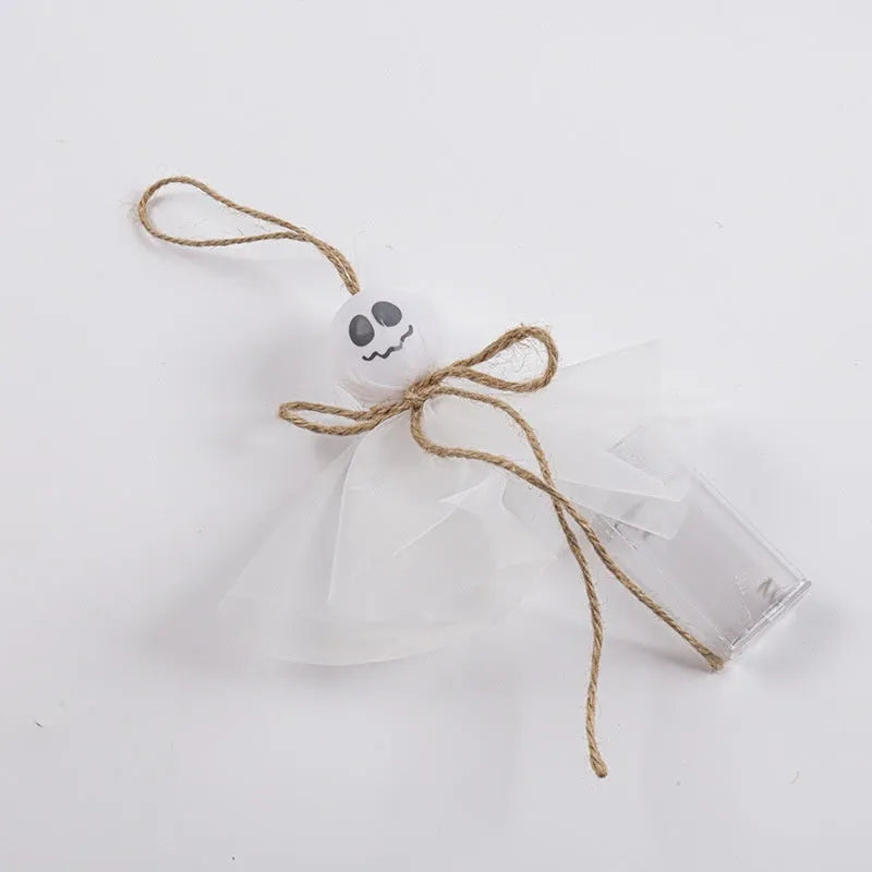 Halloween ghost themed LED string lights with colourful beads for battery-powered party decoration