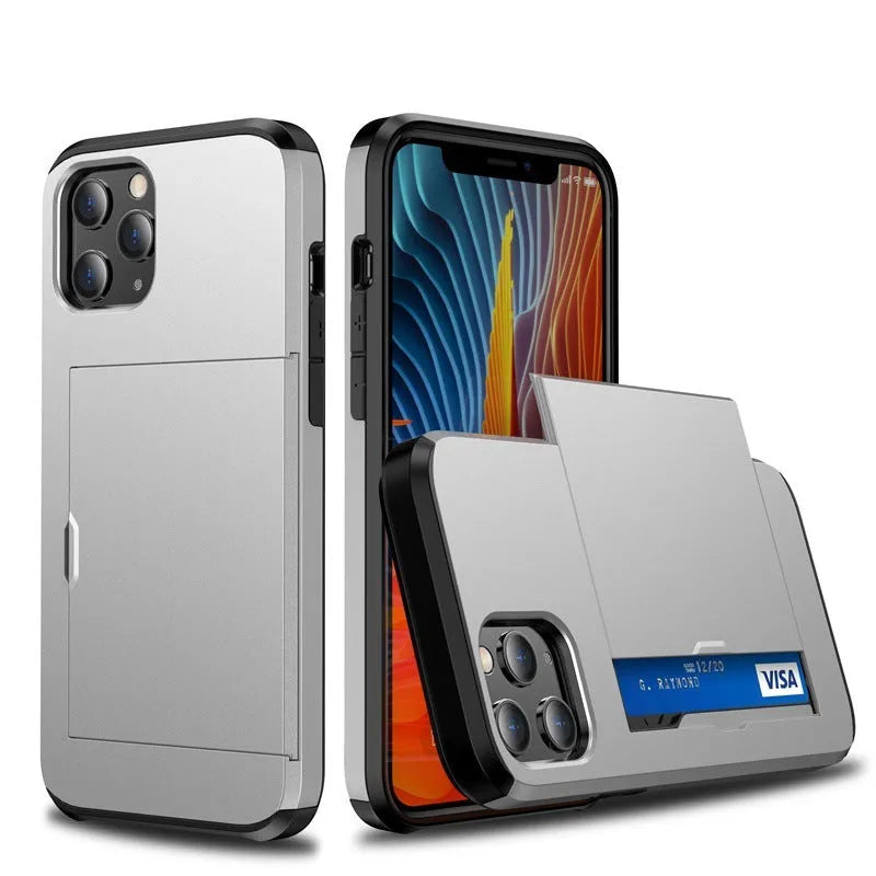 iPhone mobile phone case with sliding card cover in multiple colour options