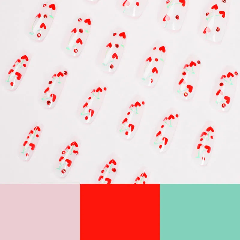 Armour nail art stickers with French love red diamond small cherry design in JP1601 colour