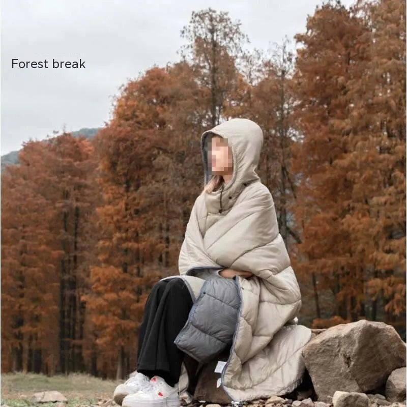 Outdoor cloak sleeping bag wearable camping blanket in Army Green or Grey colours