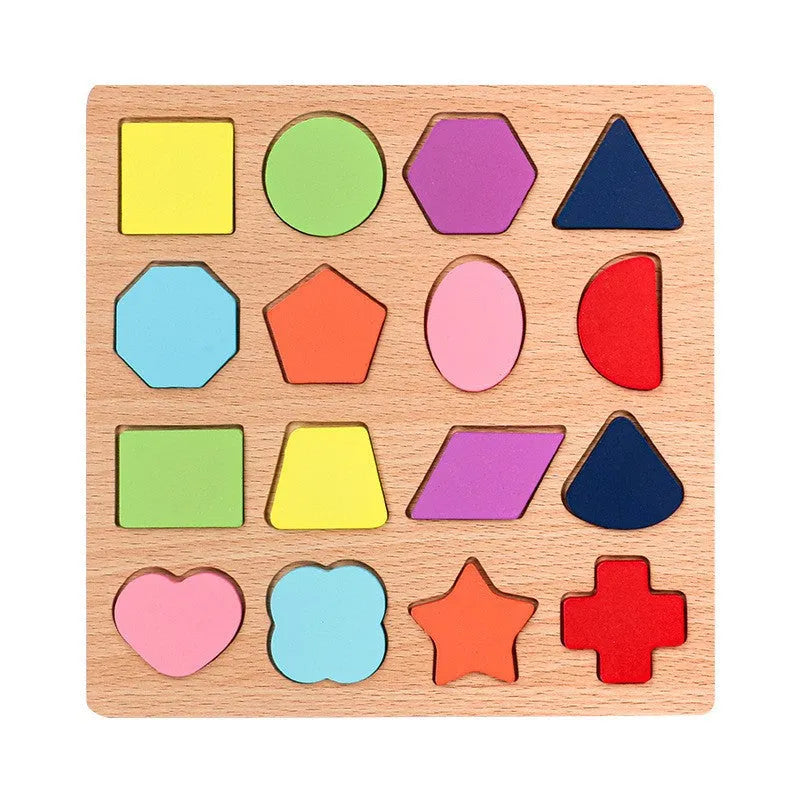 Wooden children's numbers puzzle letters cognitive pairing building block toy in C Shape colour with blister packaging