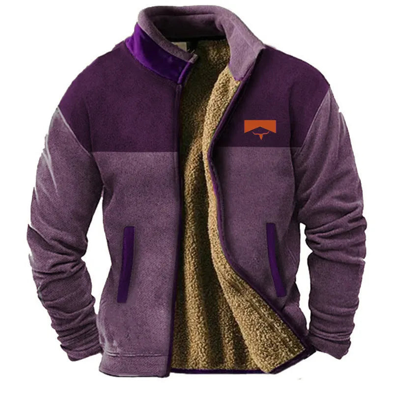 Men's regular fit padded coat in polyester fleece, shown in available colours.
