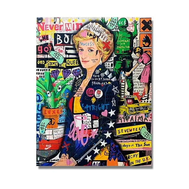 Graffiti abstract oil painting street poster on canvas, spray paint finish, unframed, multiple sizes from 20x25cm to 80x120cm