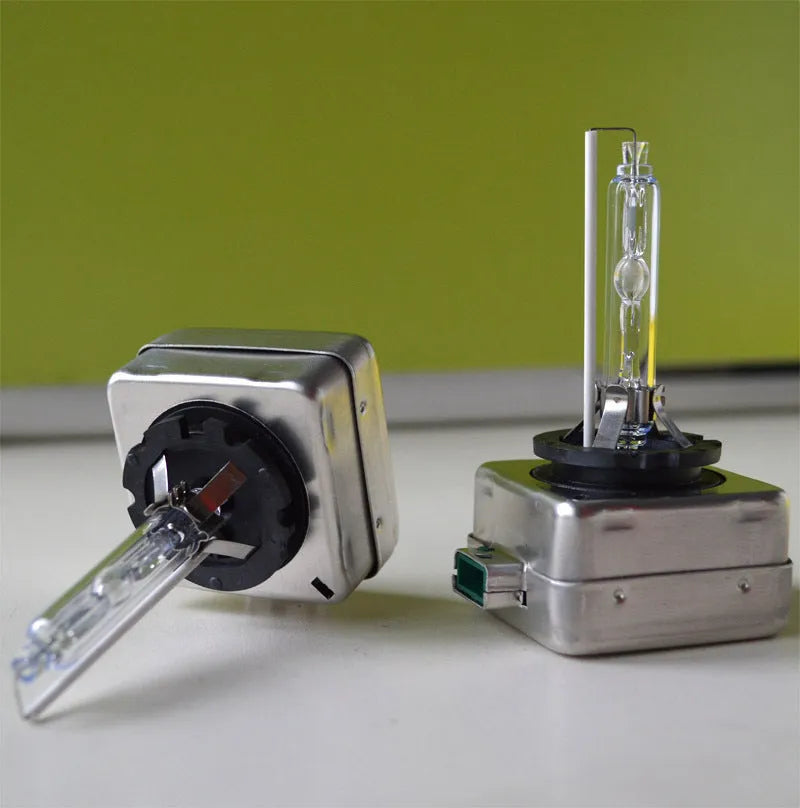 Xenon automotive bulb for D1S and D1R headlights with aluminium alloy shell and choice of four light colours.