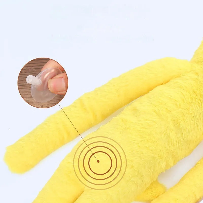 Large pink and yellow plush dog toy with squeaker and rattle paper for golden retrievers