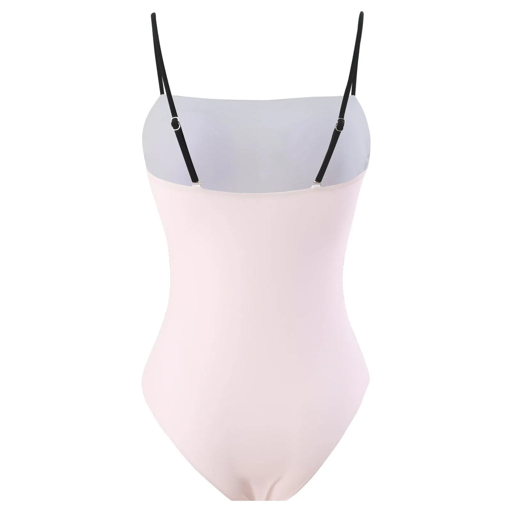 Women's patterned one-piece bikini swimsuit with attached tulle skirt in polyester fabric