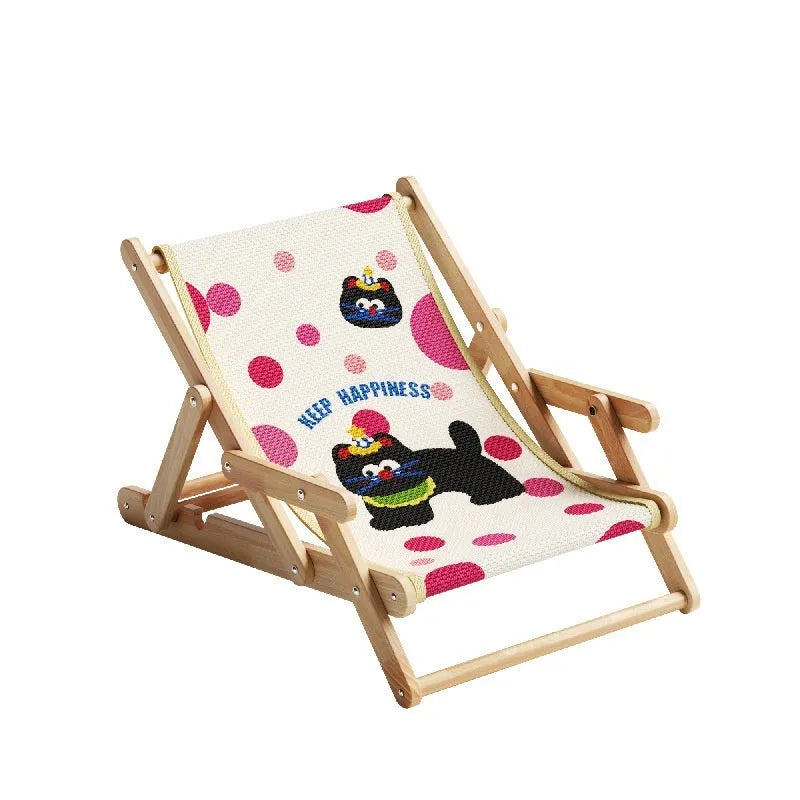Sisal cat scratch board with solid pine frame and integrated cat bed in polka dot black meow colour option