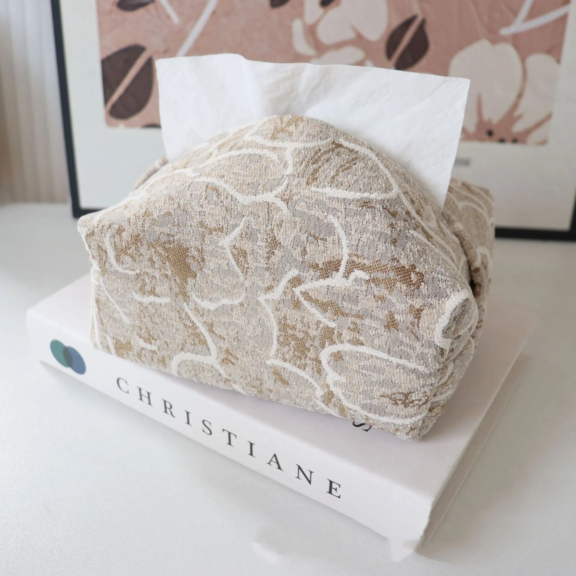 Chinese pastoral style cotton fabric tissue box in rose design colours