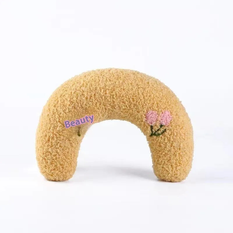 U-shaped cat neck protection pillow in moon and question mark styles with blue, white, and yellow colour options