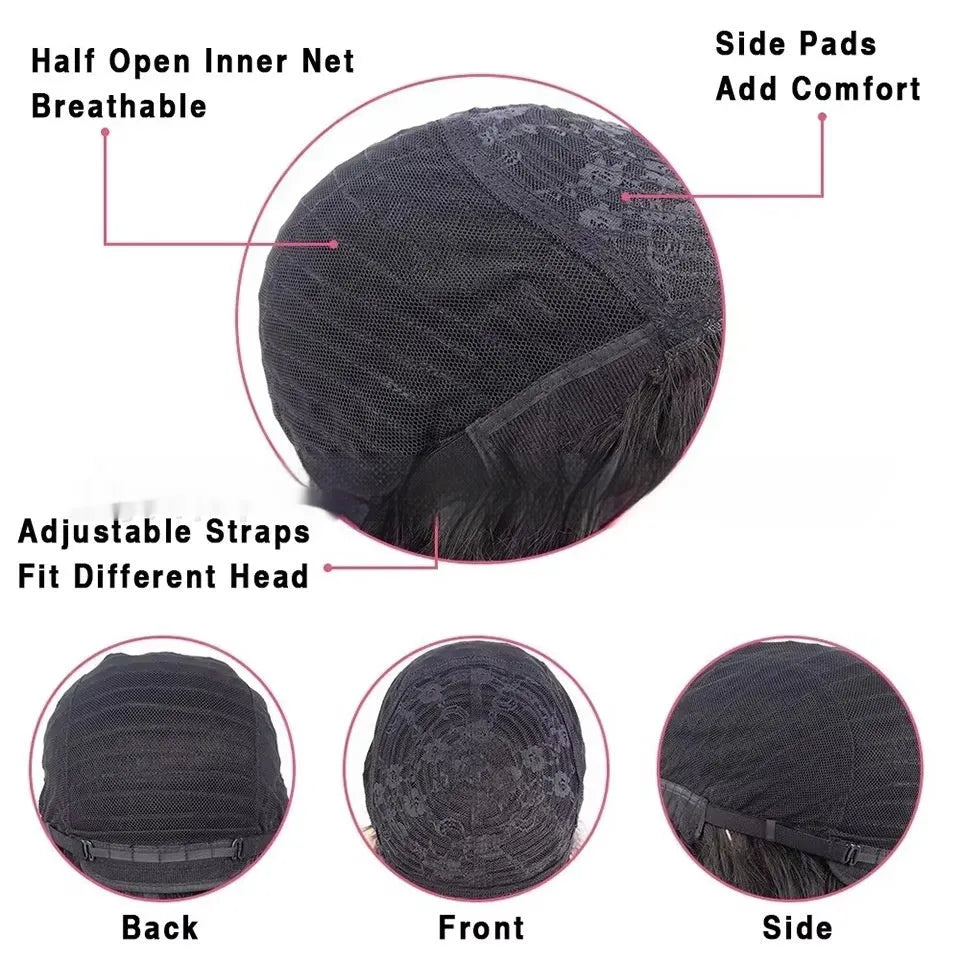 Women's natural colour human hair wig with full-mechanism headgear, shown in long length.