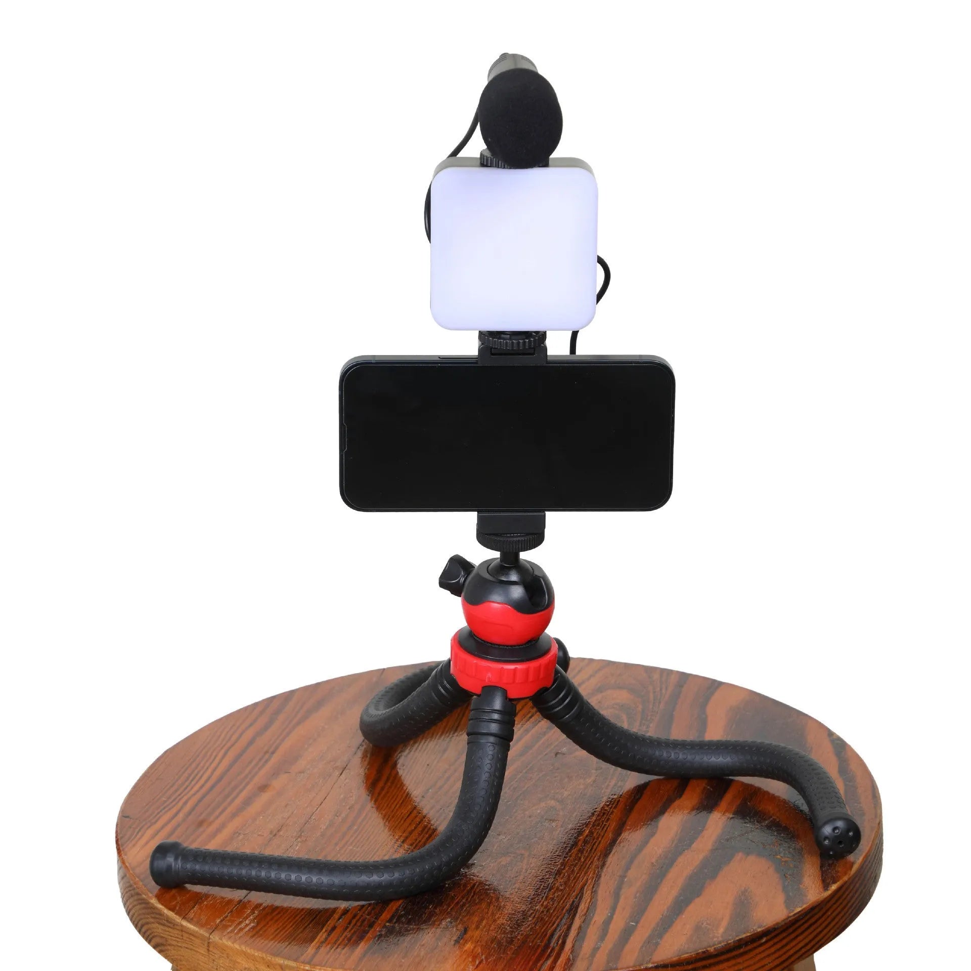 Mini square outdoor camera flash on a small tripod with a rotatable head