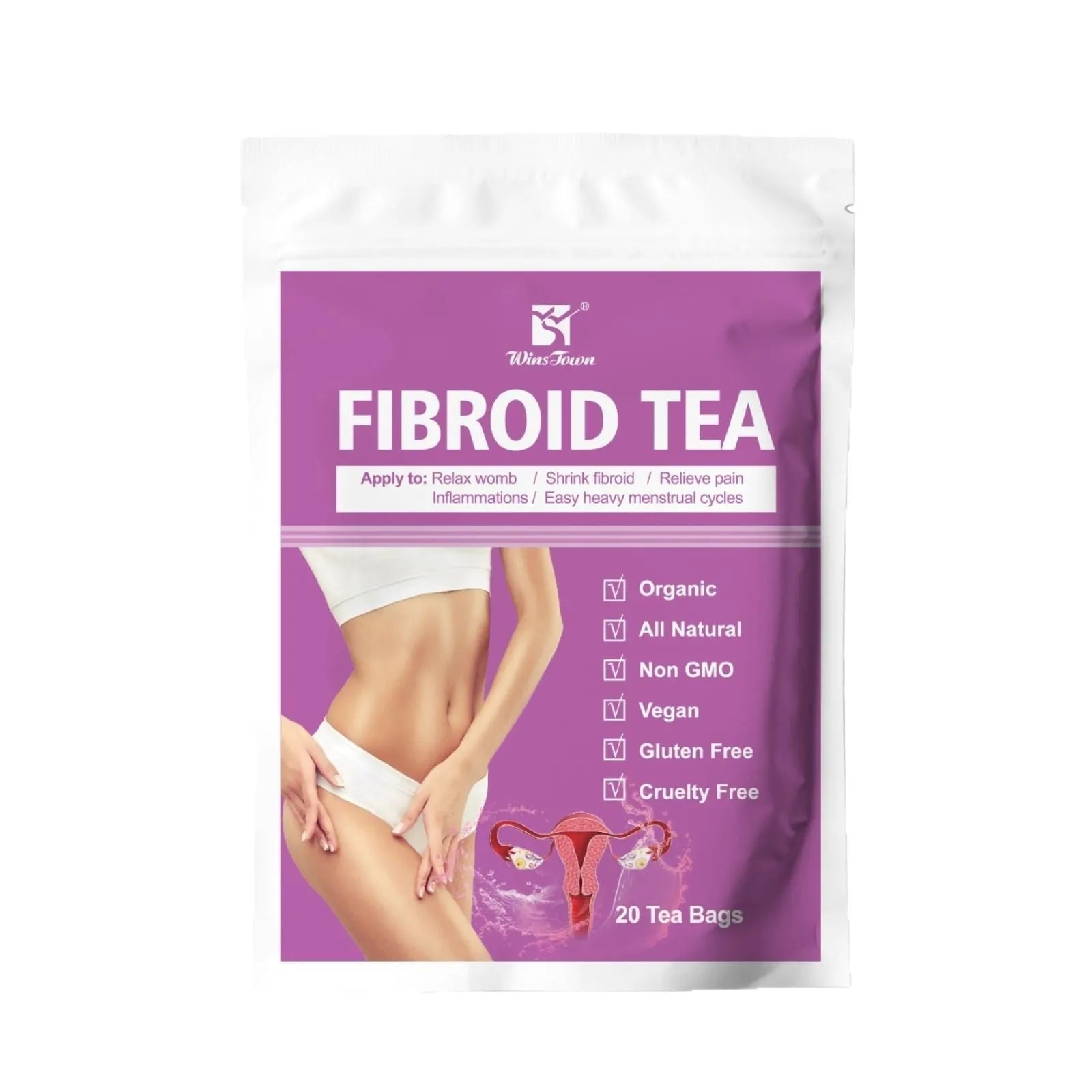 One pack of herbal fibroid support tea bag with cold extract craft.