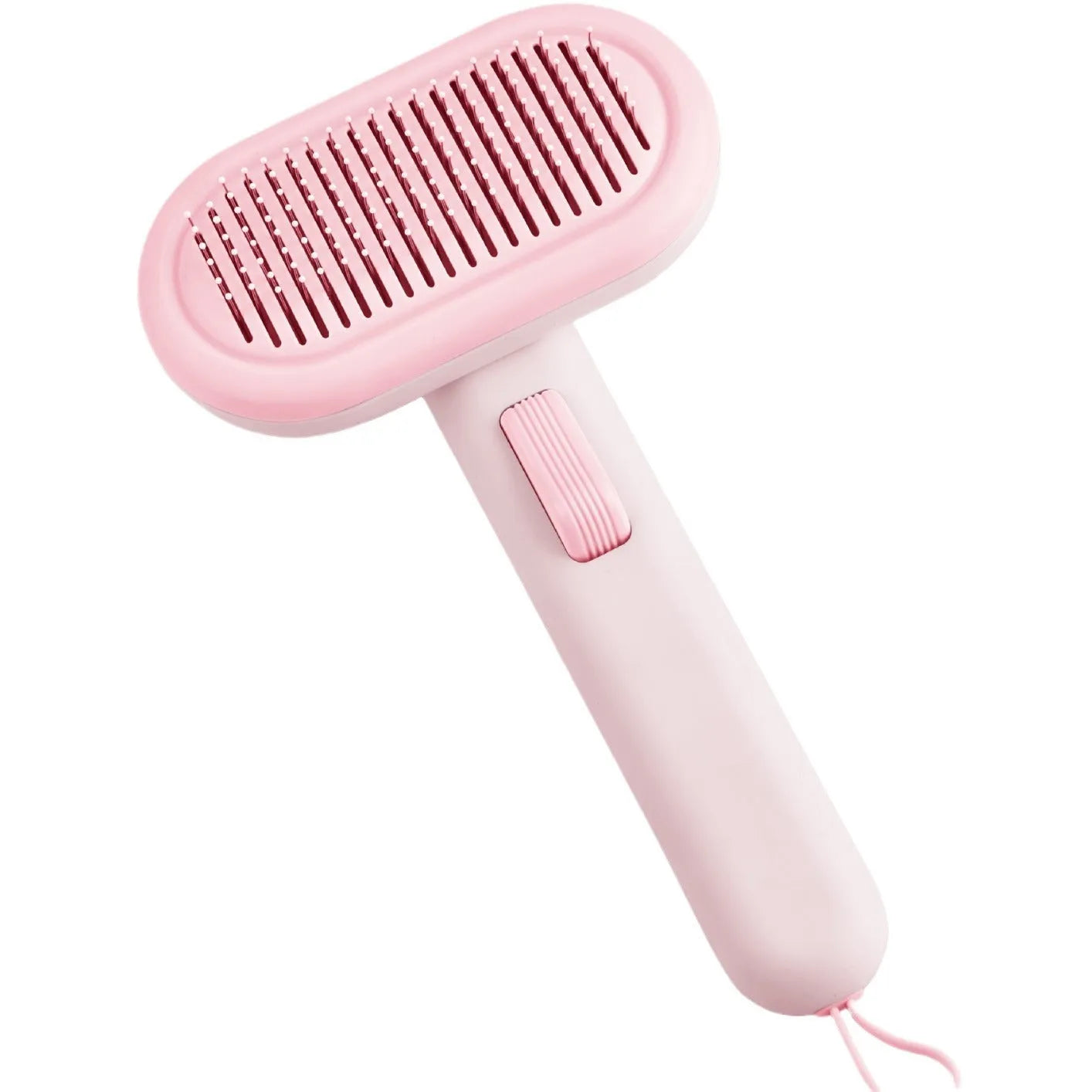 Large cat hair comb with stainless steel teeth and ABS plastic handle in light grey colour