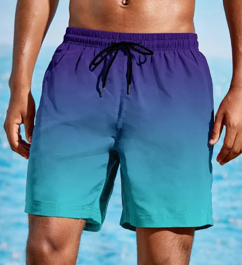 Men's gradient colour 3D digitally printed mesh sport shorts with micro-elastic fabric