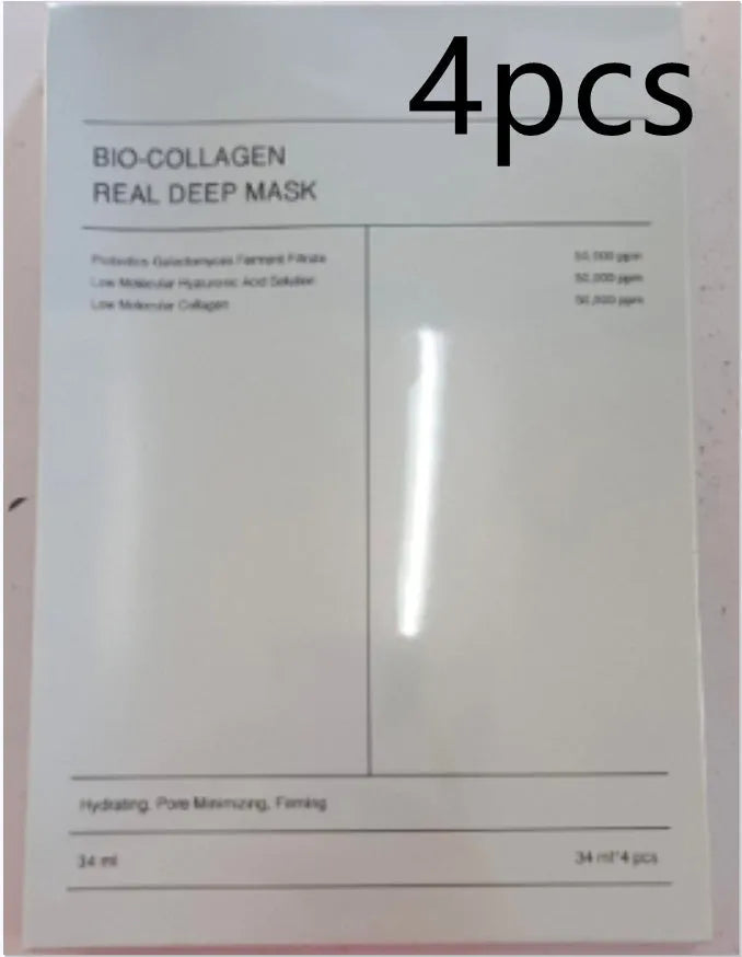 Collagen face mask box of 4 pieces, each 34g, for firming, hydrating and brightening skin