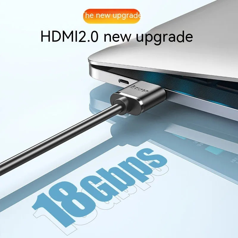 Gold-plated HDMI cable with thin, flexible black wire shown at various lengths.