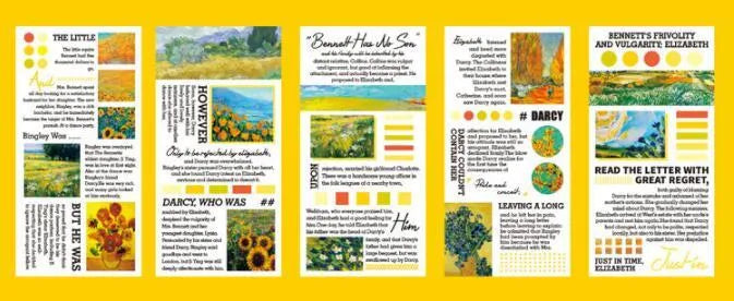 Paper stickers with landscape paintings, 60mm by 120mm, pack of 20 in various colours