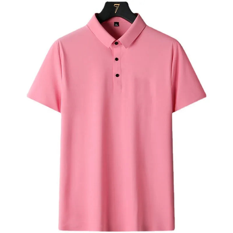 Men's non-ironing short sleeve business casual shirt in solid colour on hanger