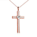 Birthstone rose gold plated cross necklace on 925 silver chain with adjustable 18+2 inch length