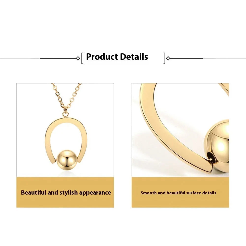 Stainless steel necklace with geometric pendant on adjustable cross chain in gold or silver finish