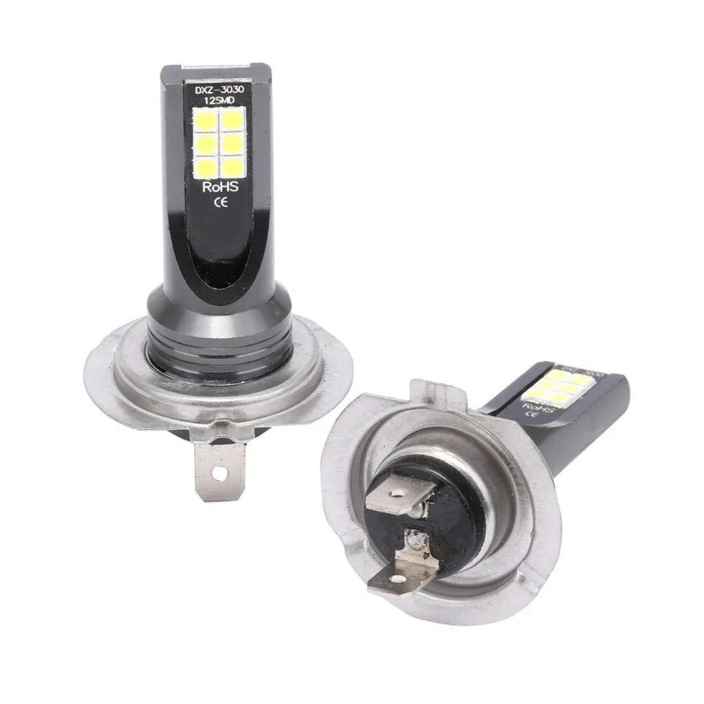 H7 110W LED car fog light bulb with twelve SMD LEDs and aluminium housing