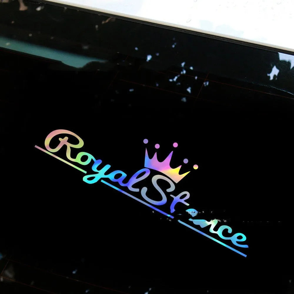 Reflective crown design car sticker measuring 30cm by 12cm for vehicle window and body decoration