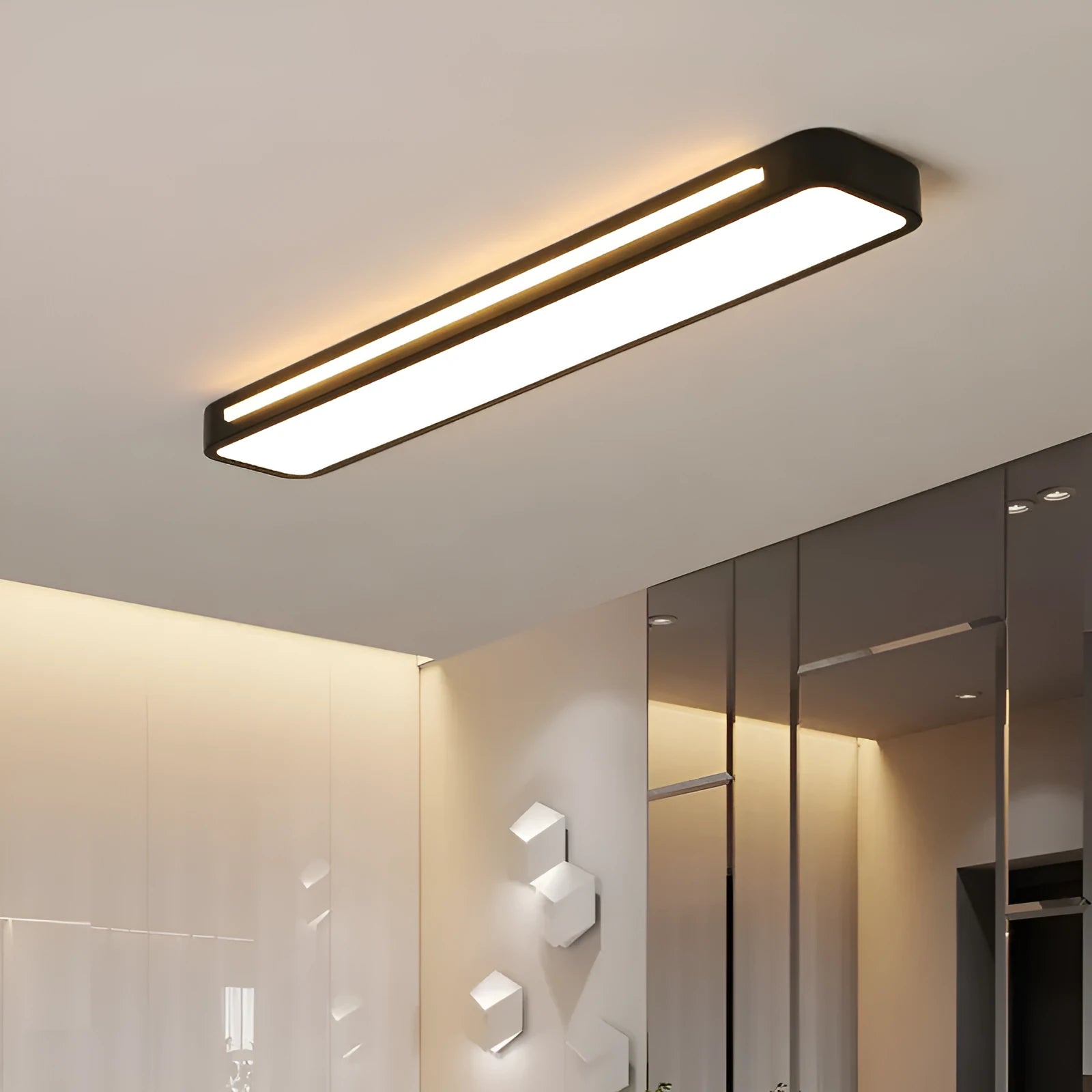 LED strip ceiling lamp Nordic simple aluminium acrylic black 48x12CM for corridor or balcony